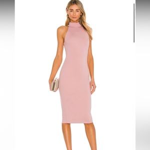 Studio F - Ribbed Metallic Pink Midi Bodycon Dress
